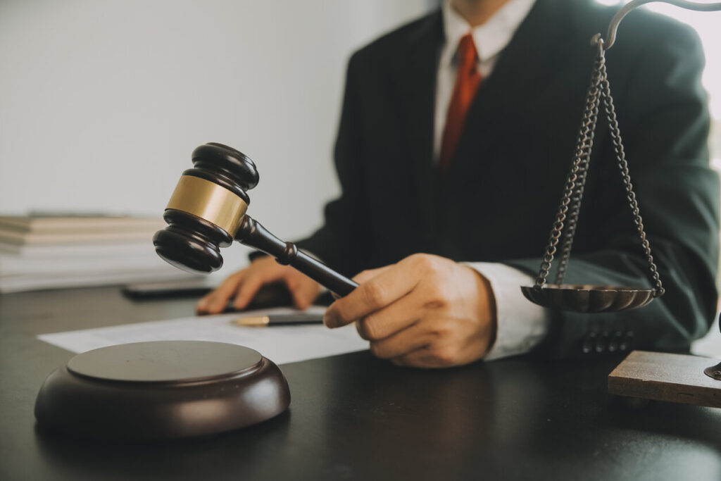 Lawyer holding gavel
